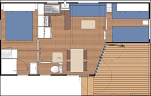 plan Mobil Home OHARA Terrasse Intégrée 27 m²