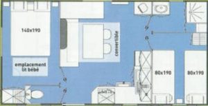 plan location Mobil Home Ibiza 4 Saisons Modèle Ridorev 27 m²