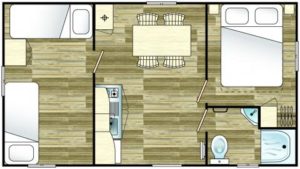 plan Mobil Home DOMINO 4/5 personnes – 25m²