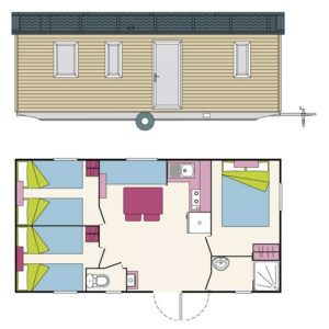 PLAN Mobil Home Sun Living 3 Chambres 32 m² - 6p