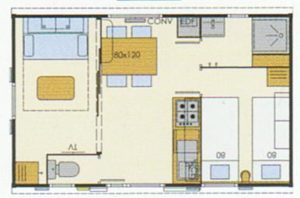 plan location Mobil Home Bikini Ridorev 2/4 p – 23 m²