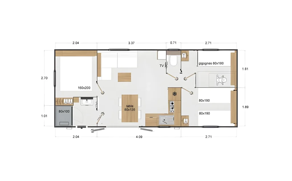Mobil-home LUXE 3 Ch 6 Pers.– Private Spa