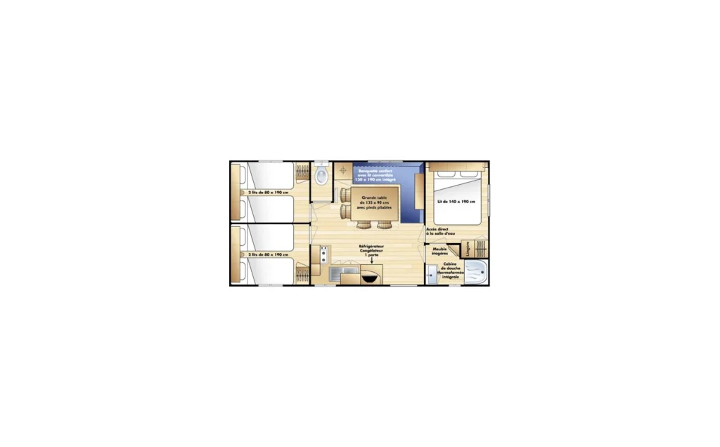 Mobil home Confort 3 Ch. 6 Pers.