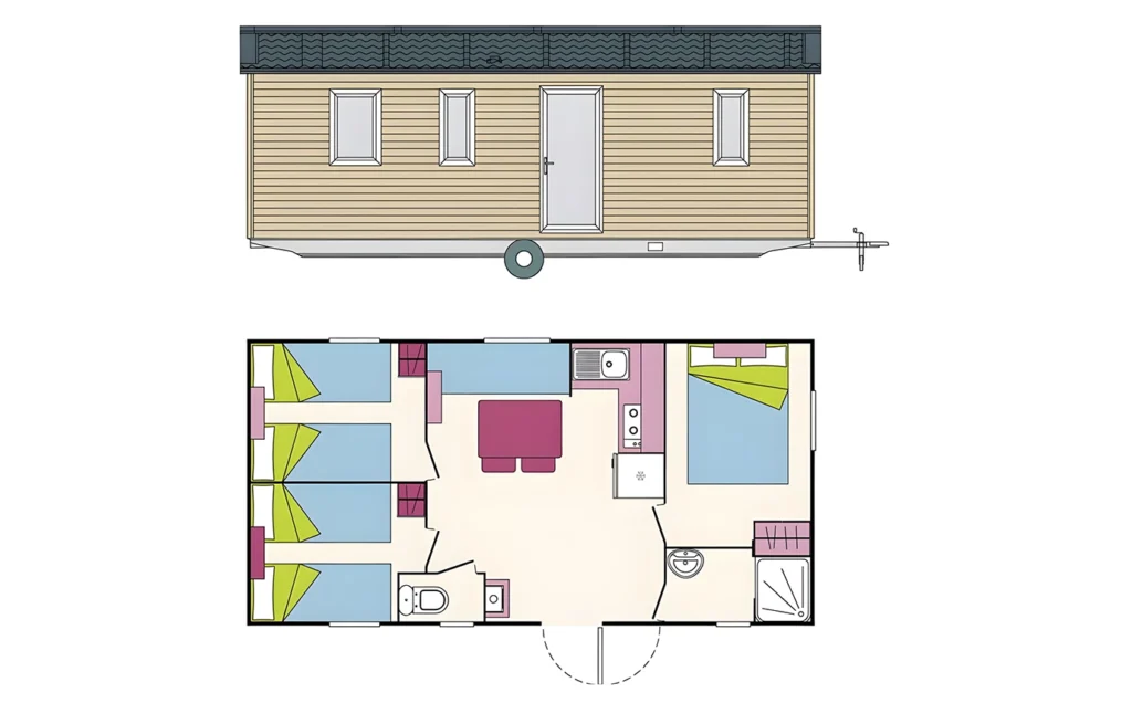 Mobil home Confort 3 Ch. 6 Pers.