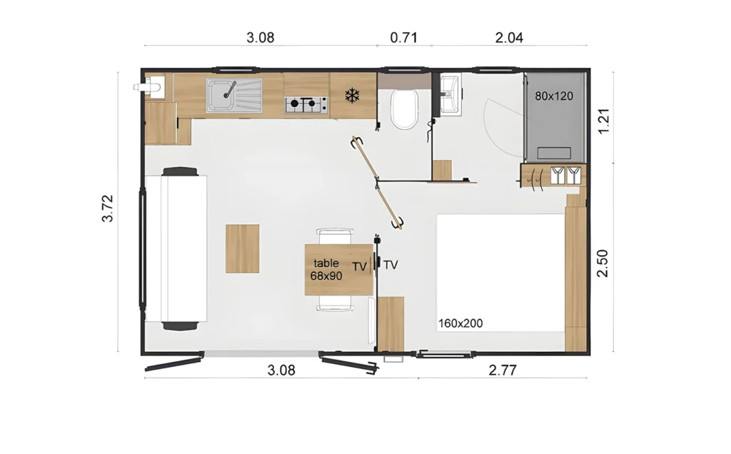 Mobil home Privilège 1 Ch. 2 Pers.