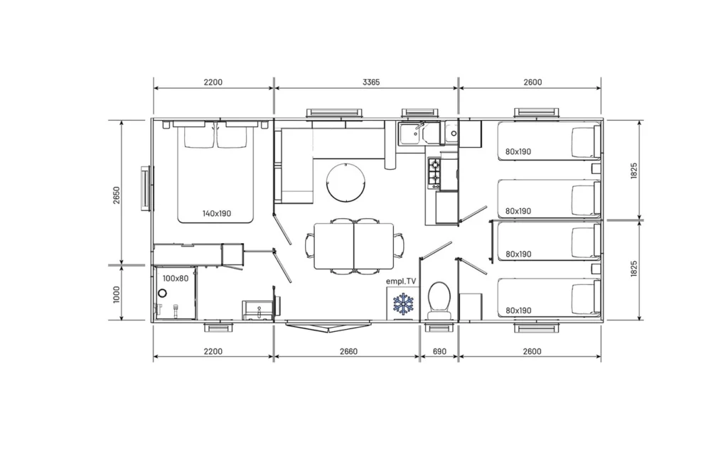 Mobil home Privilège 3 Ch. 6 Pers.